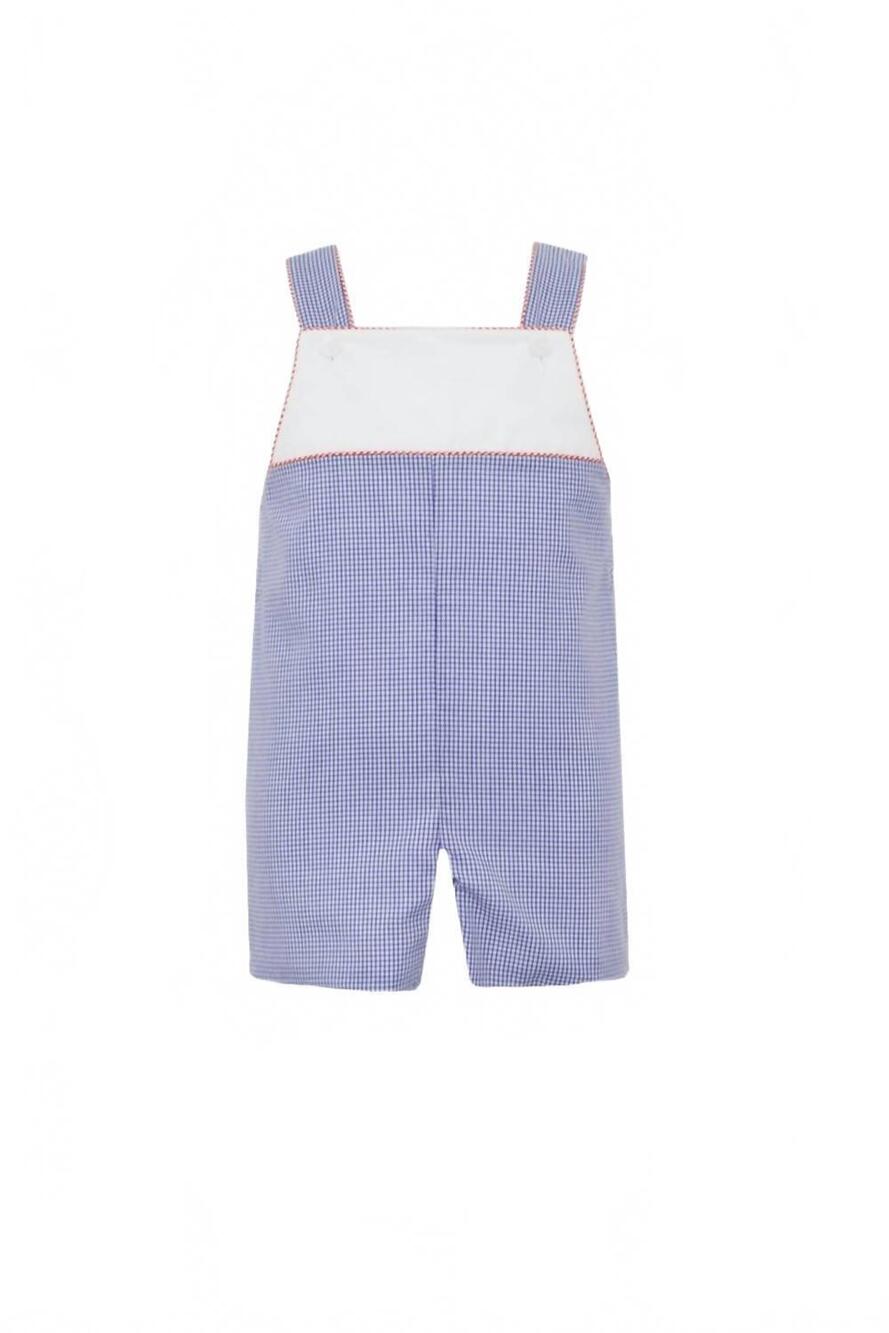NEW PETIT BEBE boys' trimmed gingham jon jon in blue